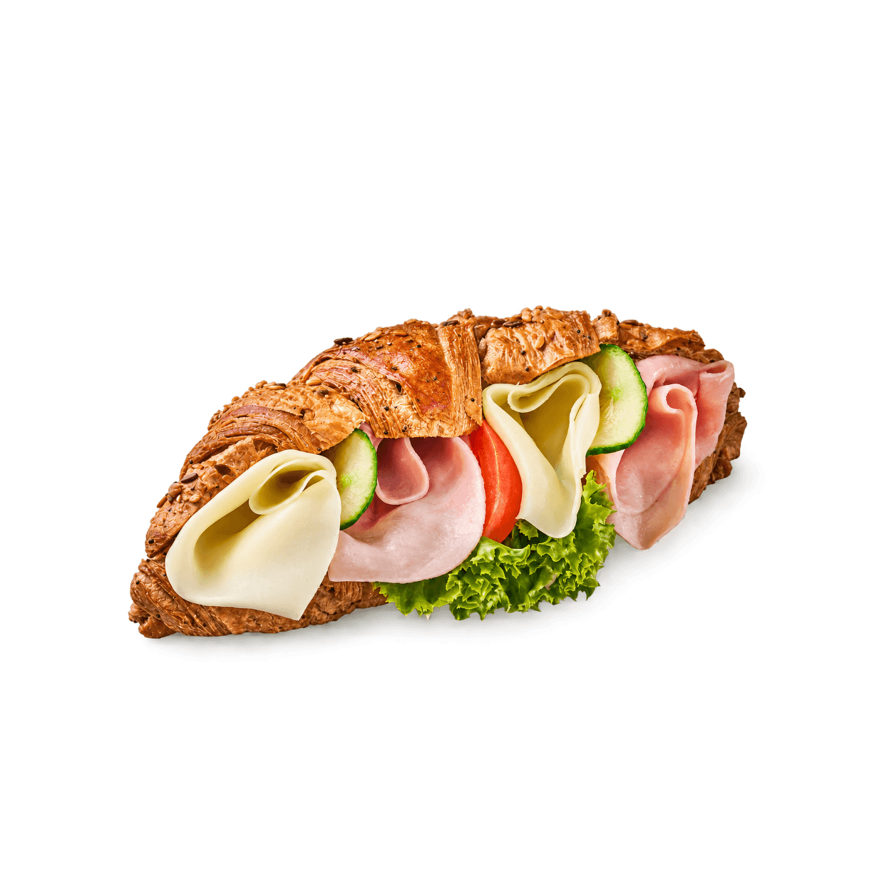 Vícezrnný croissant se šunkou a sýrem