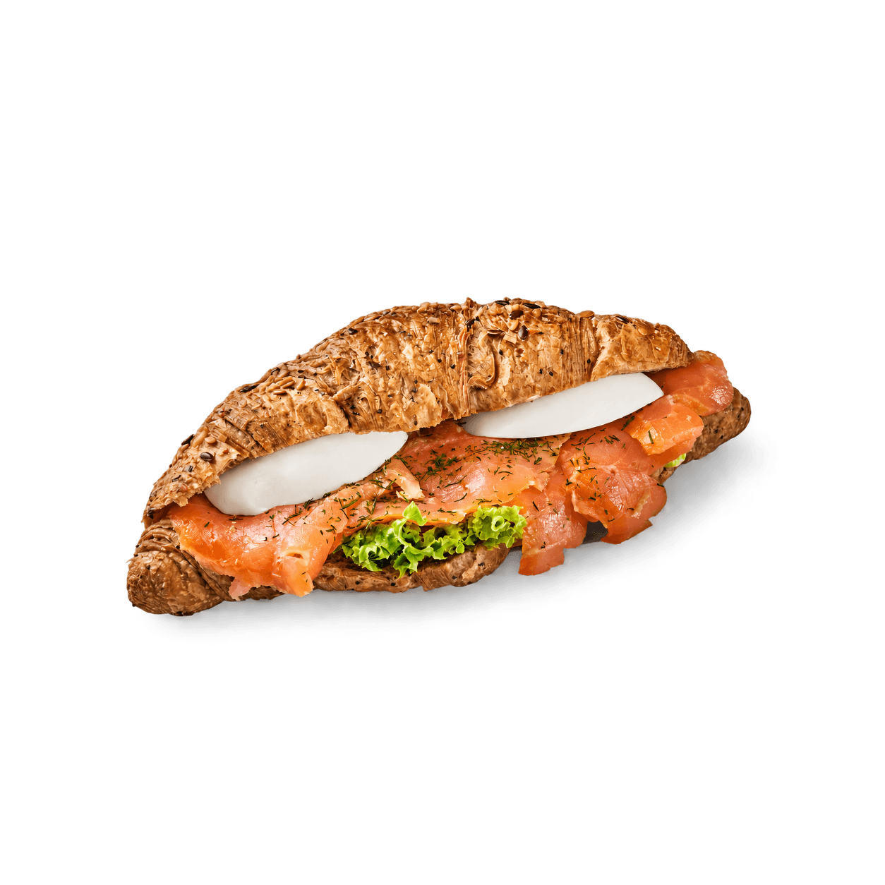 Vícezrnný croissant s lososem a vejcem
