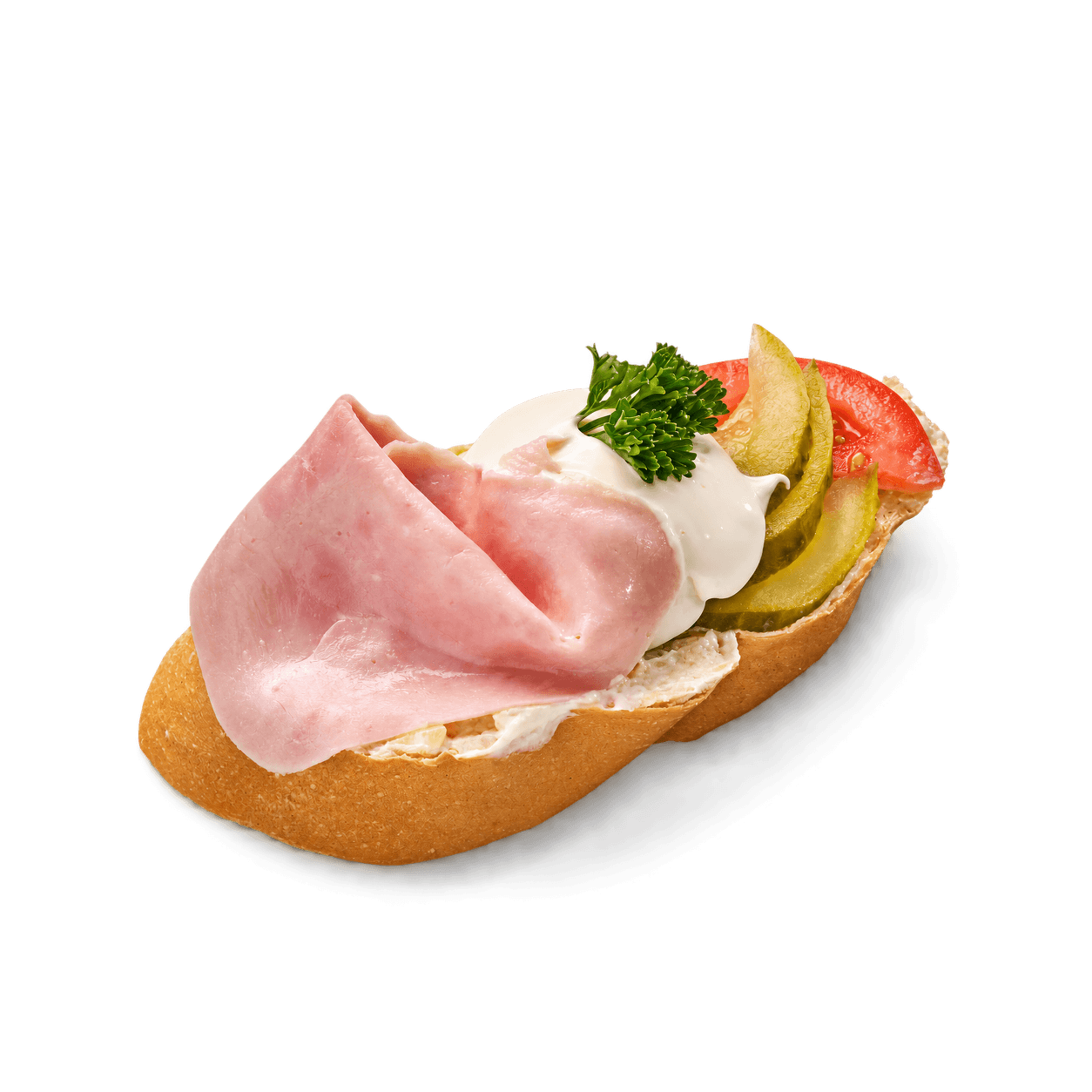 Chlebíček s ruským vejcem a šunkou