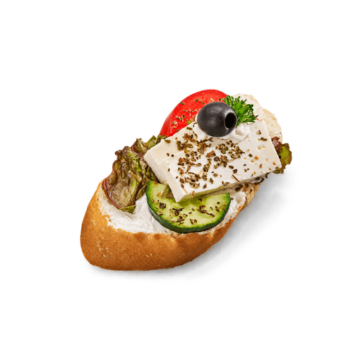 Mini chlebíček s balkánským sýrem a olivou