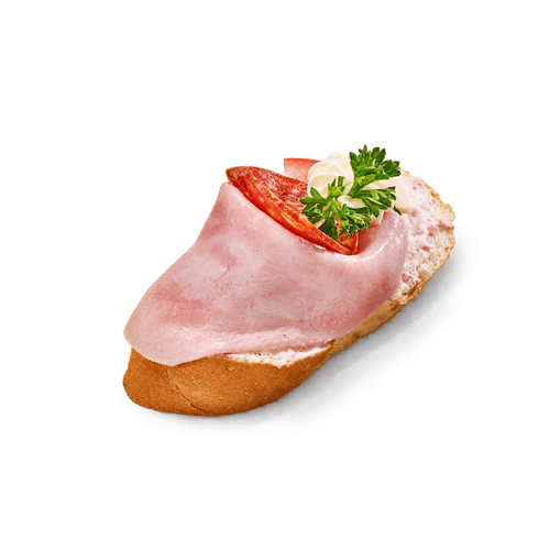 Mini chlebíček se šunkou a paprikovým salámem